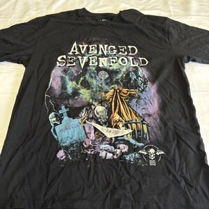 AX7 XL Men' Black Avenged Sevenfold Band Music Tour Graphic T-Shirt 25 Years